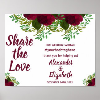 共有ザ・ラブ・ソーシャル・メディ結婚アのレッドフラワーサイン ポスター