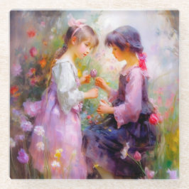 共有バラと友情 ガラスコースター