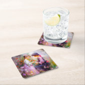 共有バラと友情 スクエアペーパーコースター (インサイチュ)