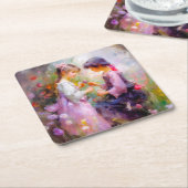 共有バラと友情 スクエアペーパーコースター (アングル)