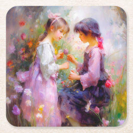 共有バラと友情 スクエアペーパーコースター