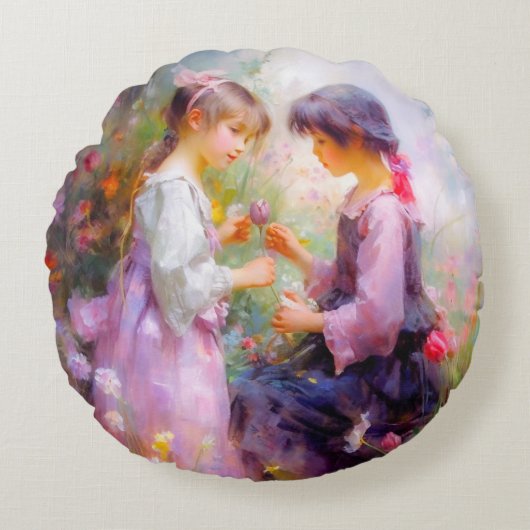 共有バラと友情 ラウンドクッション (正面)