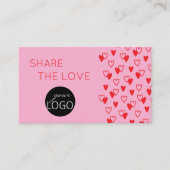 共有ラブハートピンクと赤のレフェラルロゴ 名刺 (正面)