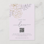 共有ラブ薄紫結婚の写真共有QRコード エンクロージャーカード (正面)