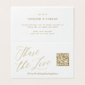 共有ラブ金ゴールド結婚のQRコードテントカード (外部フラット)