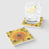 共有リトルサンシャインイエローオレンジサンフラワー ストーンコースター (横)