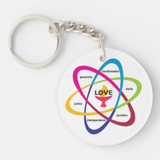 共有値Atom – ユニタリアン大学協会 キーホルダー (正面)