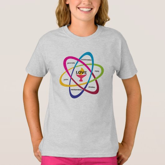 共有値Atom – ユニタリアン大学協会 Tシャツ (正面)