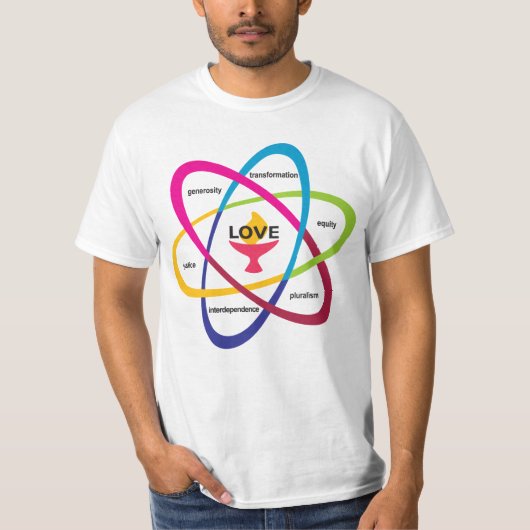 共有値Atom – ユニタリアン大学協会 Tシャツ (正面)