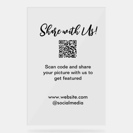 共有写真スキャンQRコード追加Webサイトの電子メール アクリルサイン (正面)