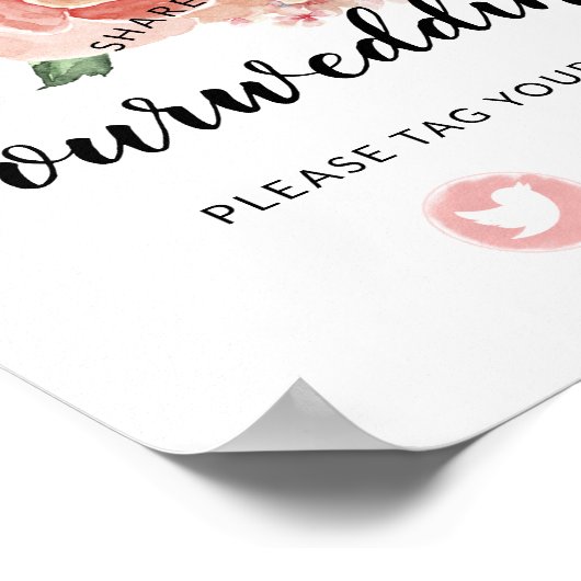 共有愛の結婚ハッシュタグSNSサイン ポスター (角)