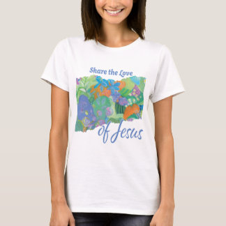 共有愛 – イエスのフローラデザイン Tシャツ