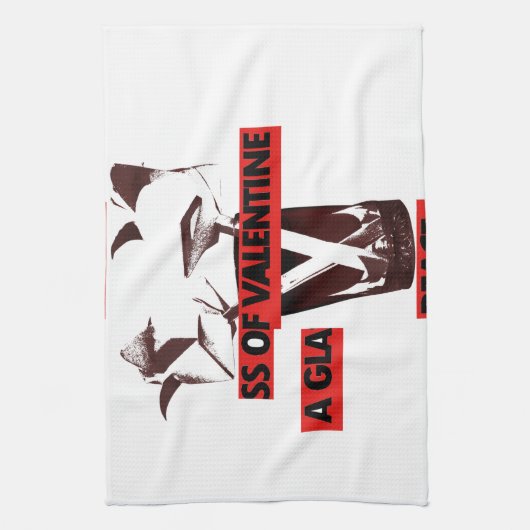 共有愛:バレンタイン・ピースアートのグラス キッチンタオル (縦)