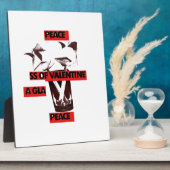 共有愛:バレンタイン・ピースアートのグラス フォトプラーク (側面)