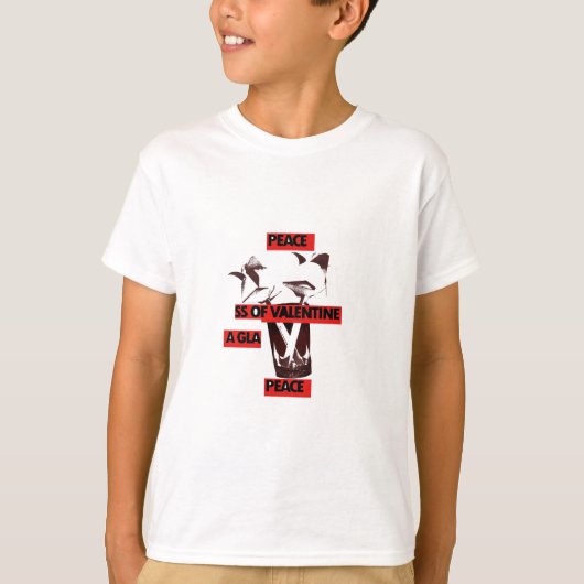 共有愛:バレンタイン・ピースアートのグラス Tシャツ (正面)