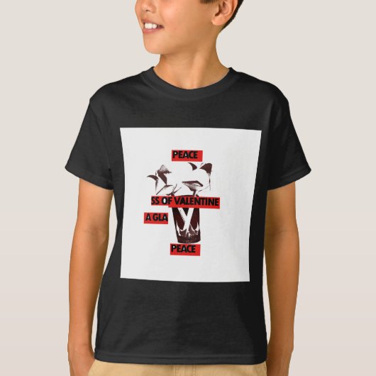 共有愛：バレンタイン・ピースアートのグラス Tシャツ (正面)