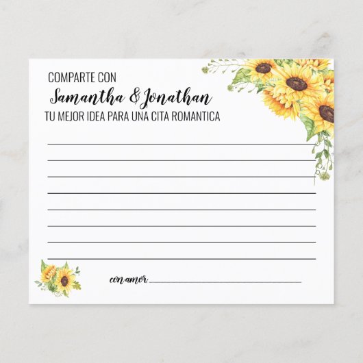 共有日付アイディアブライダルシャワー英語ゲスペインのーム (裏面)