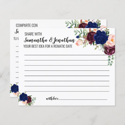 共有日付アイディアブライダルシャワー英語ゲスペインのーム (正面/裏面)