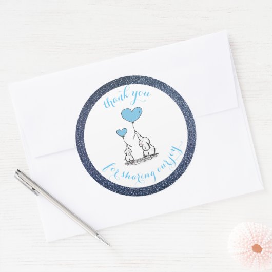 共有私たちのジョイブルーグリッターステッカー ラウンドシール (封筒)