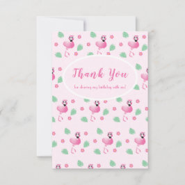 共有誕生日カットフラミンゴトロピカルピンク サンキューカード