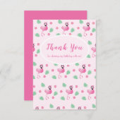 共有誕生日カットフラミンゴトロピカルピンク サンキューカード (正面/裏面)