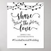 共有・ザ・ラヴ結婚ィのハッシュタグ、白黒 ポスター (正面)