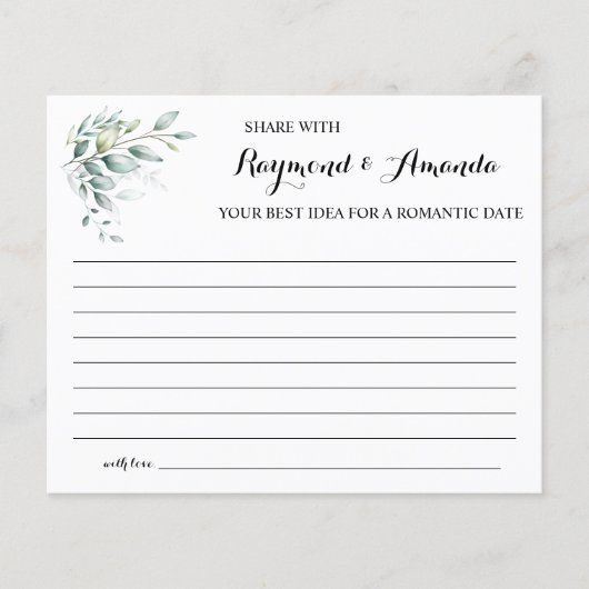 共有aカップルアイディアカードの日付ブライダルシャワー チラシ (正面)