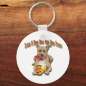 共有Aビールとアメリカの(犬)スタッフォードテリア キーホルダー (正面)