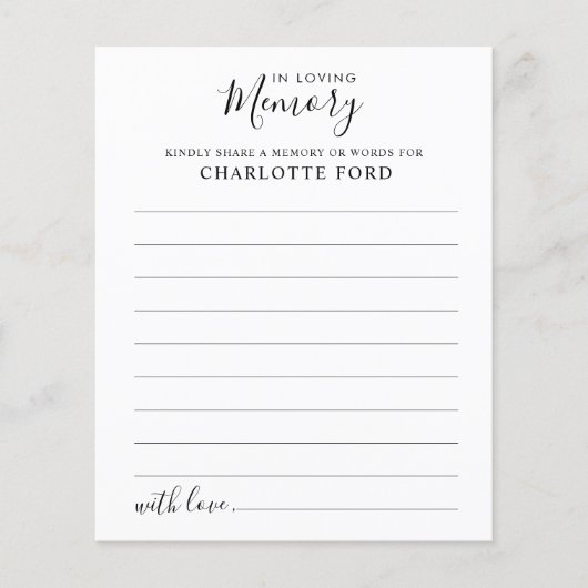 共有Aメモリ葬儀サービス出席カード (正面)