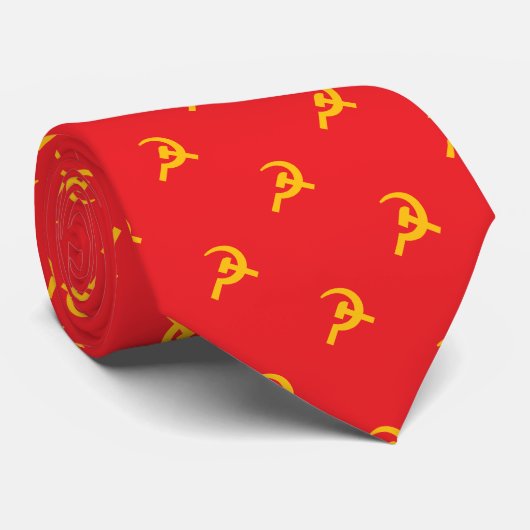 共産主義のハンマーと鎌のロゴの赤いネックタイ ネクタイ (ロール)