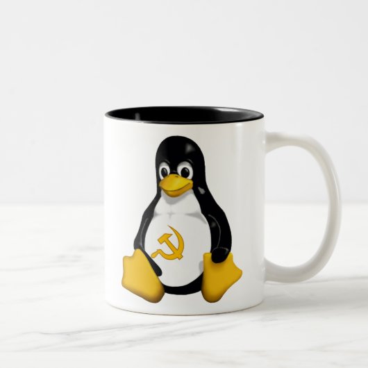 共産主義のペンギン(Linux)のコーヒー・マグ ツートーンマグカップ (右)