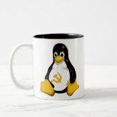 共産主義のペンギン(Linux)のコーヒー・マグ ツートーンマグカップ (左)