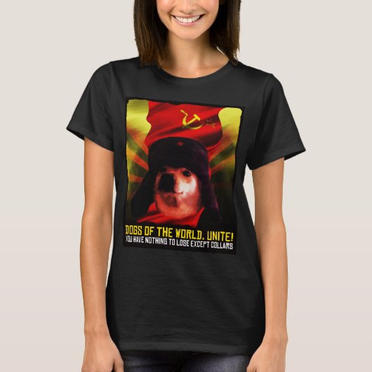 共産主義の同志ドッゴ・ミーム ロシアの犬 ジンボ Tシャツ (正面)