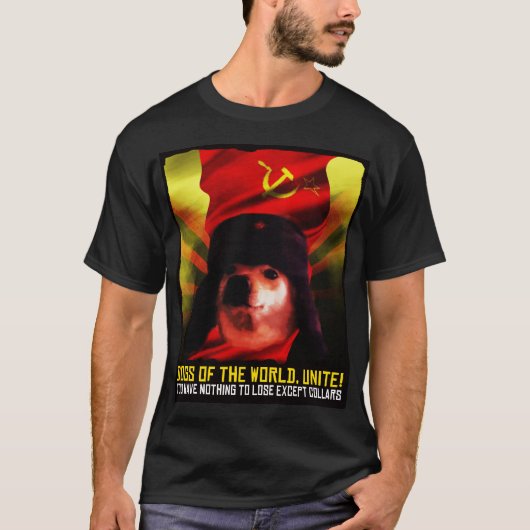 共産主義の同志ドッゴ・ミーム ロシアの犬 ジンボ Tシャツ (正面)