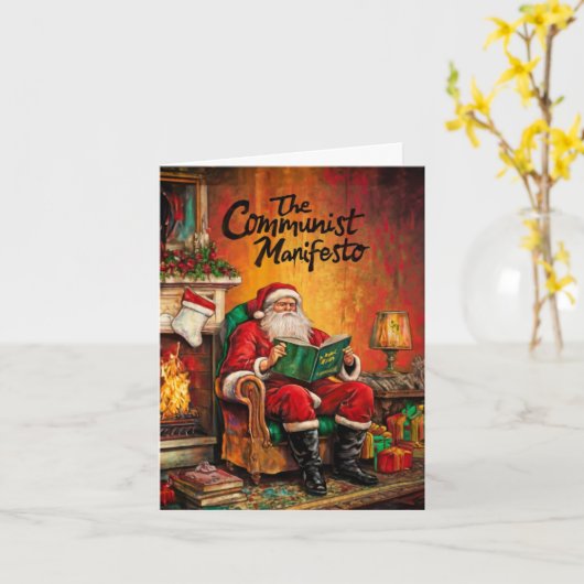 共産主義サンタクリスマスカード カード (黄色い花)