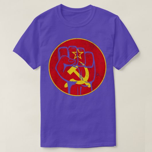 共産主義ソ連拳ハンマー鎌 Tシャツ (デザイン正面)