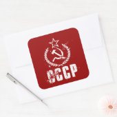 共産主義CCCPハンマー鎌ホワイトフラッグステッカー スクエアシール (封筒)