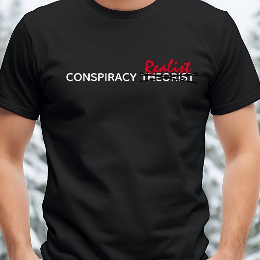 共謀理論家/リアルストおもしろいメンズ Tシャツ