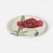 共通のケシのヴィンテージの植物のイラストレーション ペーパープレート (アングル)