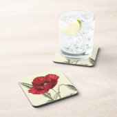 "共通のケシ"の植物のイラストレーション コースター (右側)