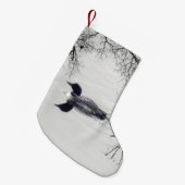 共通の水潜り鳥は冬の北湖で泳ぎます スモールクリスマスストッキング (正面 (吊り時))