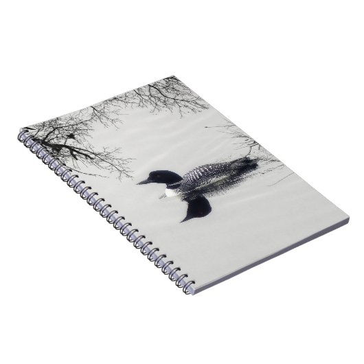 共通の水潜り鳥は冬の北湖で泳ぎます ノートブック (右側)