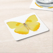 共通の草の黄色の蝶 スクエアペーパーコースター (アングル)