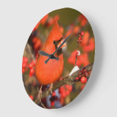 共通のWinterberryの北の（鳥）ショウジョウコウカンチョウ ラージ壁時計 (傾斜)