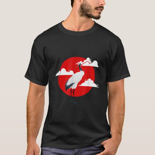 共通クレーンかわいい鳥の雲サン折り紙動物R Tシャツ (正面)