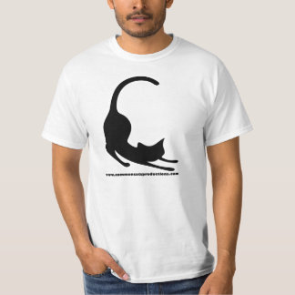共通猫のロゴの黒 Tシャツ