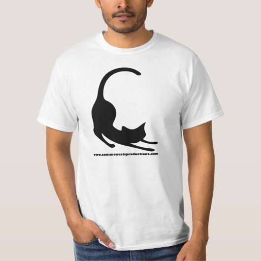 共通猫のロゴの黒 Tシャツ (正面)