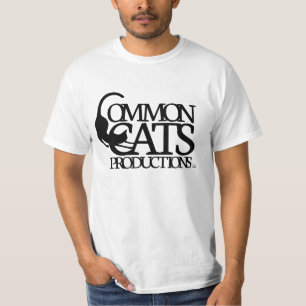 共通猫の完全なロゴの黒 Tシャツ