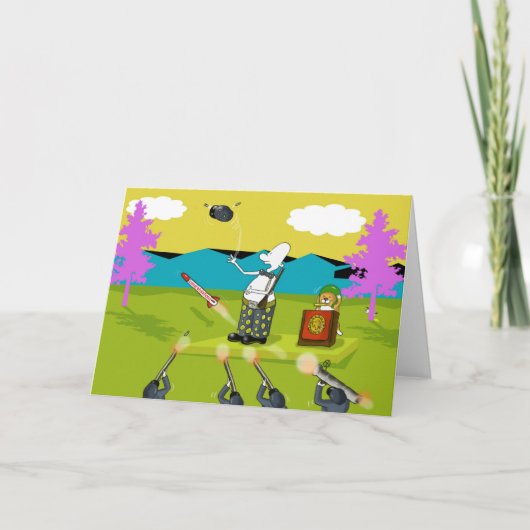 兵おもしろい士祝いカード カード (正面)