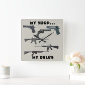 兵器コラージュ スクエア壁時計 (ホーム)